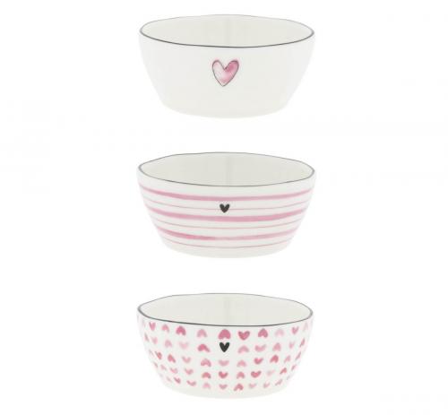 Bastion Collections Bowl Sauce White/Rose print 3er Set