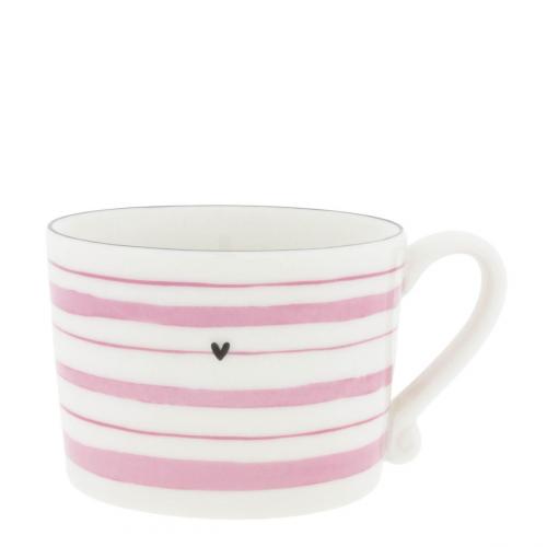Bastion Collections Tasse White / Watercolour Rose Stripes 10x8x7cm