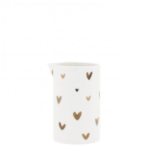 Preview: Bastion Collections Milk Jug White/Brown Hearts