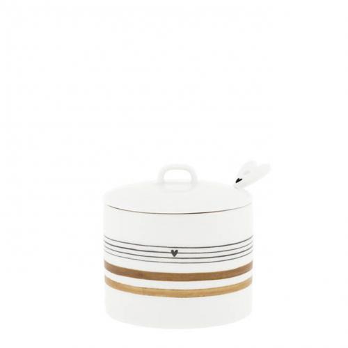 Bastion Collections Zuckerdose, Zuckerdose White Brown and Black Stripes, Bastion Collections Keramik Dose,