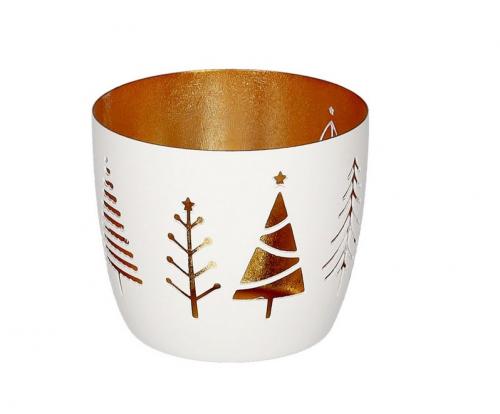 Gift Company Madras Windlicht Tanne, weiß, gold