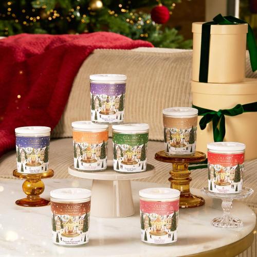 Preview: Weihnachtskerze Duft, Weihnachtsduftkerze, Duftkerze Holzdocht, Kerze mit Holzdocht, Kerze 180 g, Duftkerze Weihnachten, Nadelwald Duftkerze