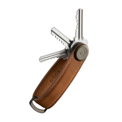 Orbitkey Key Organizer Crazy-Horse braunes Leder, Detail Verschluss und Schraube