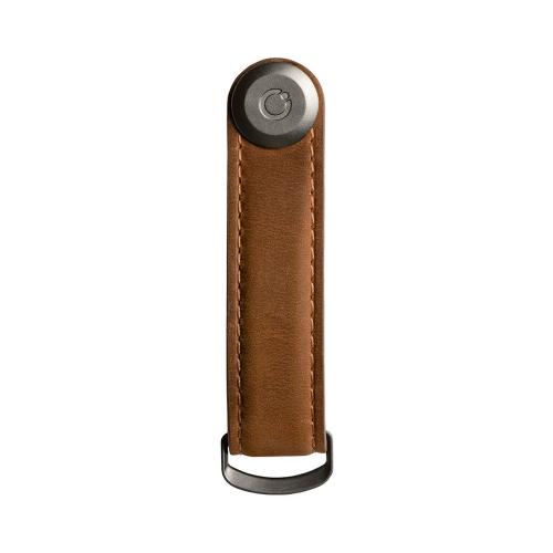 Preview: Orbitkey Crazy-Horse Key Organizer braun, Vorderansicht mit Naht