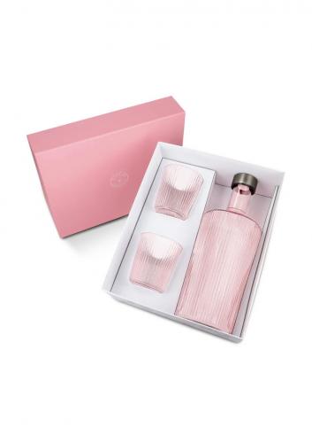 Paveau Glasflasche Trinkglas Pink Geschenkset