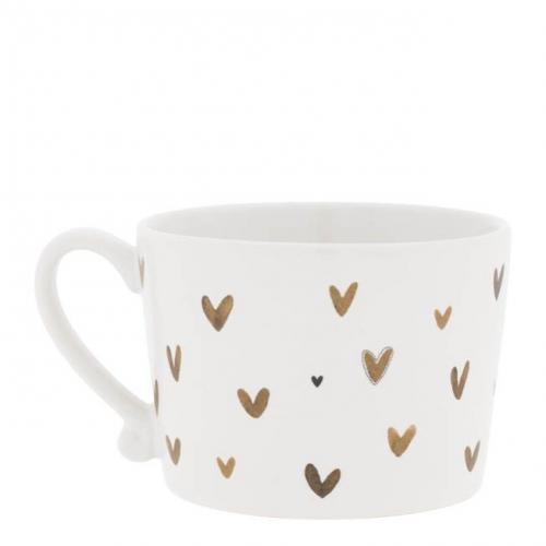 Preview: Bastion Collections Tasse White/Little hearts in brown