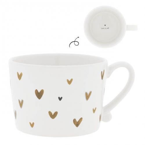 Bastion Collections Tasse White/Little hearts in brown