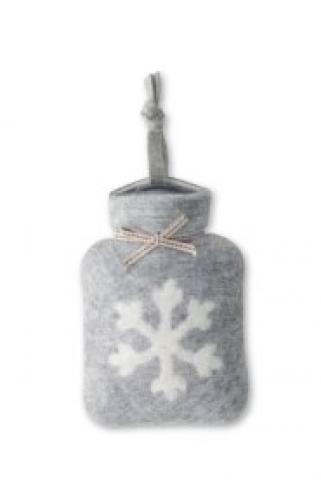 Dorothee Lehnen Miniwärmflasche Schneeflockenmotiv, hellgrau meliert, weiß