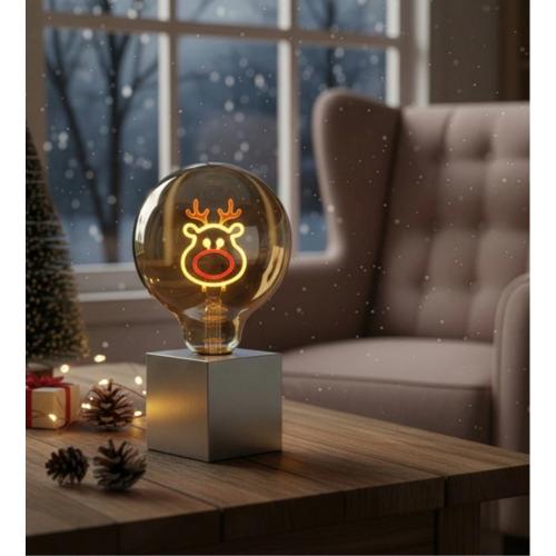 Preview: Deko-Glühbirne Rudolf von Sompex mit LED-Filament im Weihnachtsdesign