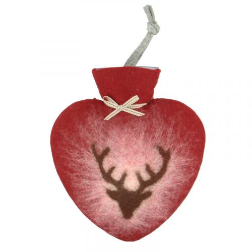 Dorothee Lehnen Herzwärmflasche Hirschkopfmotiv rot