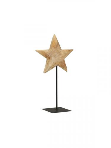 WMG Holz-Stern auf Fuß Natur, 50cm, schick, einzigartig, handgemacht