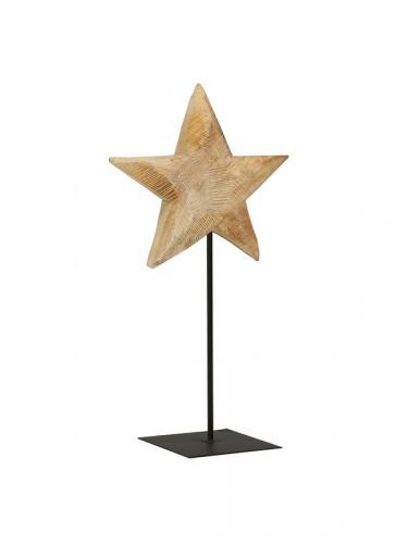 WMG Holz-Stern auf Fuß Natur, 90cm, Outdoor, Indoor, Garten, schoen