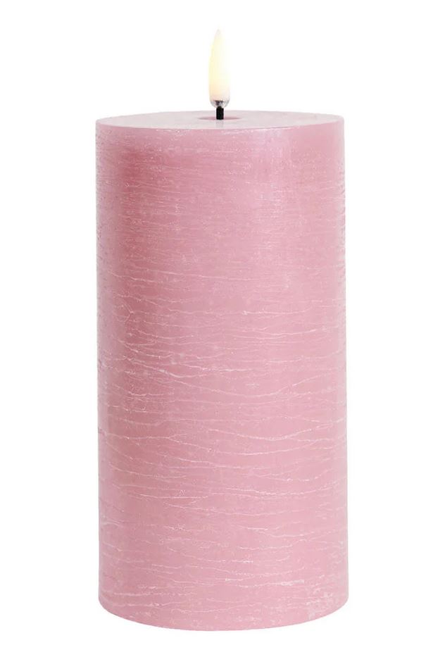 Uyuni Led Pillar schöne Zarte Farbe! und Kerze Rose - Dusty
