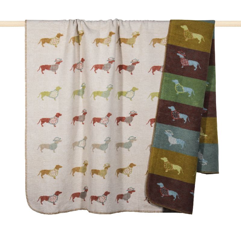 Material: 60% Baumwolle Multicolor Wendedecke Dackel Decke Kuscheldecke 150 x 200 cm 40% Polyacryl Hund Pad
