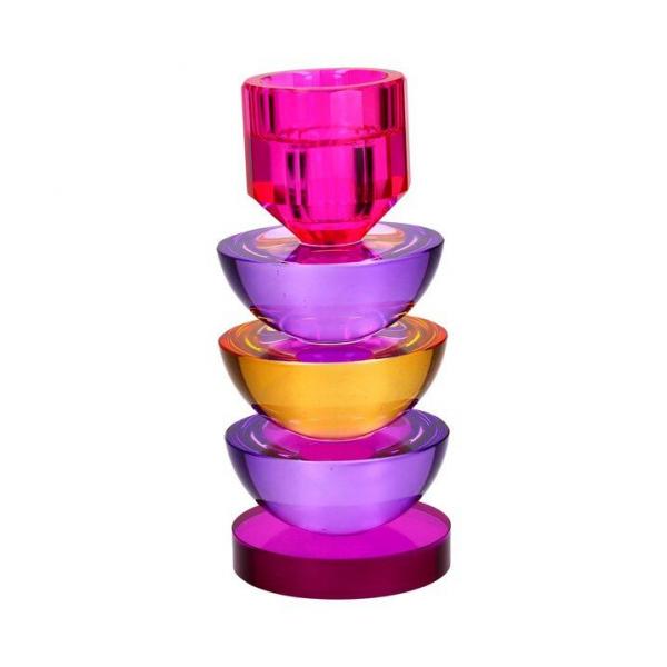 Gift Company Sari Kristallglas Kerzenhalter H17,5 cm, rund, lila, orange, pink