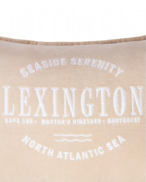 Lexington Beige Logo Organic Cotton Velvet Kissenhülle