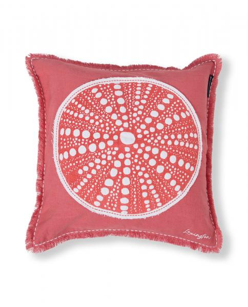 Lexington Summer Embroidered Patch Leinen Cotton Kissenbezug Pink White