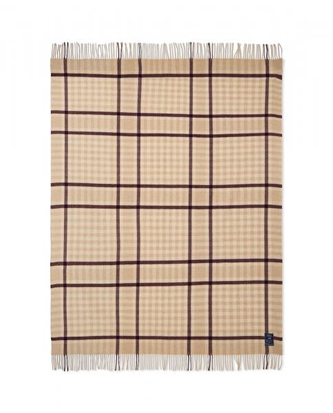 Lexington Checked Recycled Wool Throw Beige/Fig