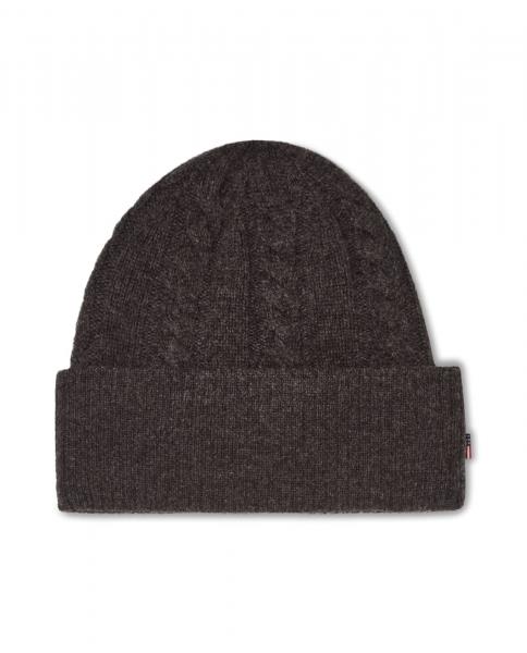Lexington Yak/Merino Wool Blend Cable Knitted Beanie Dark Gray Melange