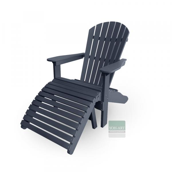 Adirondack Chair USA Classic Relax Dark Grey Fußteil links Detail – stabiler Outdoor Gartenstuhl