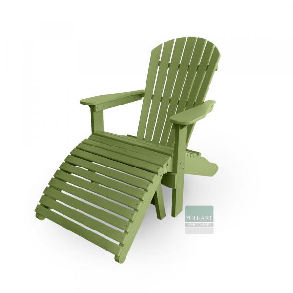 Adirondack Chair USA Classic Relax Kiwi Fußteil links Detail – stabiler Outdoor Relaxstuhl