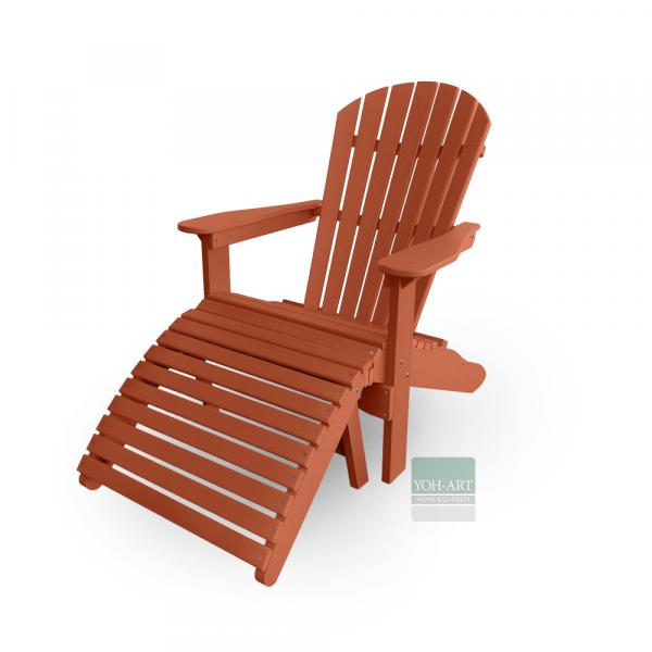 Adirondack Chair USA Classic Relax Mango Orange Fußteil links Detail – stabiler Outdoor Relaxstuhl