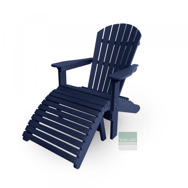 Adirondack Chair USA Classic Relax Patriot Blue Fußteil links Detail – stabiler Outdoor Relaxstuhl