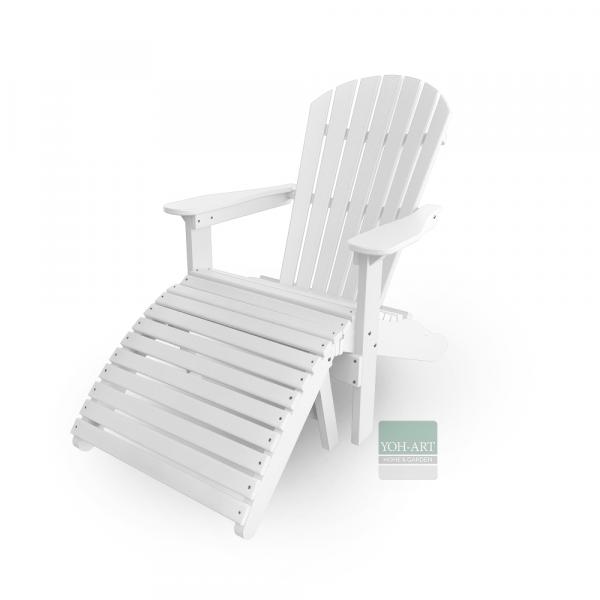 Adirondack Chair USA Classic Relax White Fußteil links Detail – stabiler Outdoor Relaxstuhl