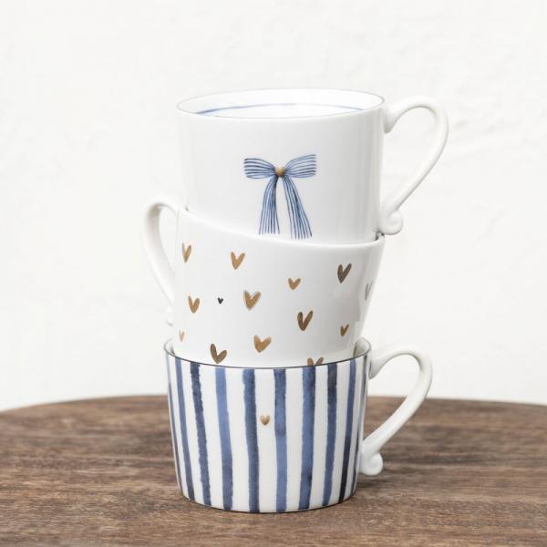 Bastion Collections Tasse White/Little hearts in brown