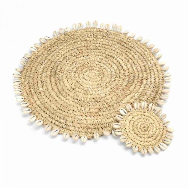 The Raffia Shell Placemat - Natural, schick, 