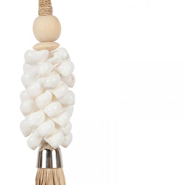 The Cowrie and Raffia Tassel - Natural, Close up