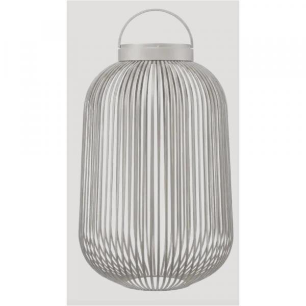 blomus LITO Mourning Dove L mobile LED-Leuchte in Graubeige mit filigraner Metallstruktur und Tragegriff