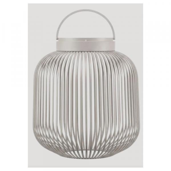 blomus LITO Mourning Dove M mobile LED-Leuchte in Graubeige mit filigraner Metallstruktur und Tragegriff
