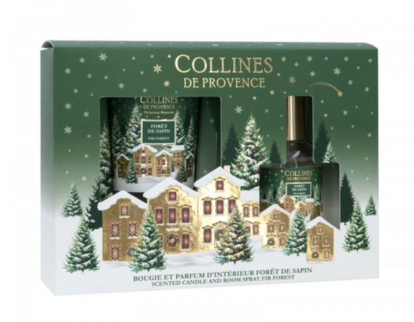 Collines de Provence Geschenkset Raumspray und Kerze Tannenwald