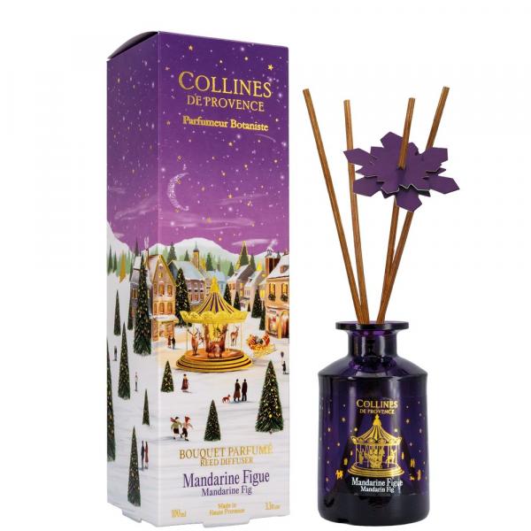Collines de Provence Duftstäbchen Mandarine Feige 100 ml, Raumduft mit Stäbchen kaufen, Duftstäbchen als Geschenk, französischer Raumduft mit Duftstäbchen, fruchtige Duftstäbchen für Wohnzimmer, Raumduft ohne Flamme, Duftstäbchen mit Feigenduft