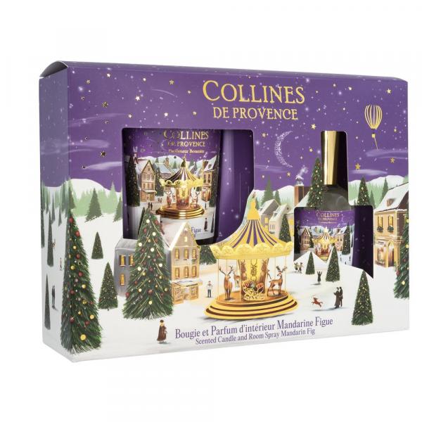 Collines de Provence Geschenkset Raumspray und Kerze 75g Mandarine Feige