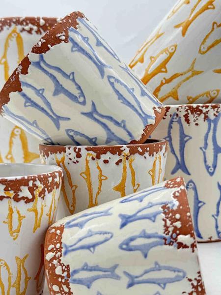 Citronella Outdoor Duftkerze Pez Azul Brisa Marina blau gelb