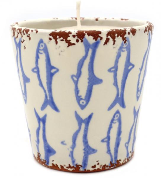 Citronella Outdoor Duftkerze Sardine Blau Tauchend 10cm x 10cm, modern, schick