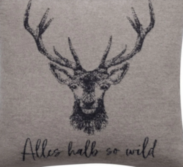 David Fussenegger, Kissen, Alles halb so wild, Spruchkissen, Dekokissen, Baumwolle, Positiv, Freigestellt