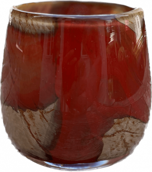 Dekocandle Vase Thick votive bowl with honey red waves