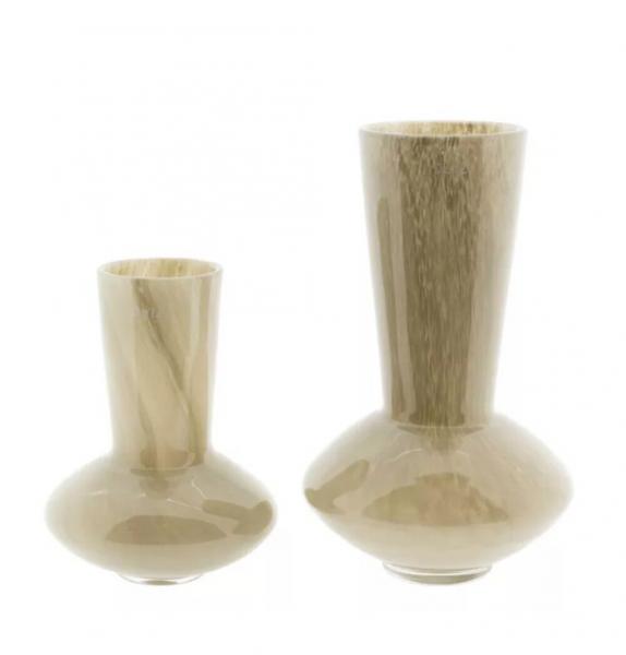 DutZ Vase Loflo Taupe, DutZ Glasvase mundgeblasen taupe, DutZ Vase H25 D19, DutZ Vase H36 D23, Exklusive Glasvase Erdtöne groß, Skandi Dekoration Taupe,