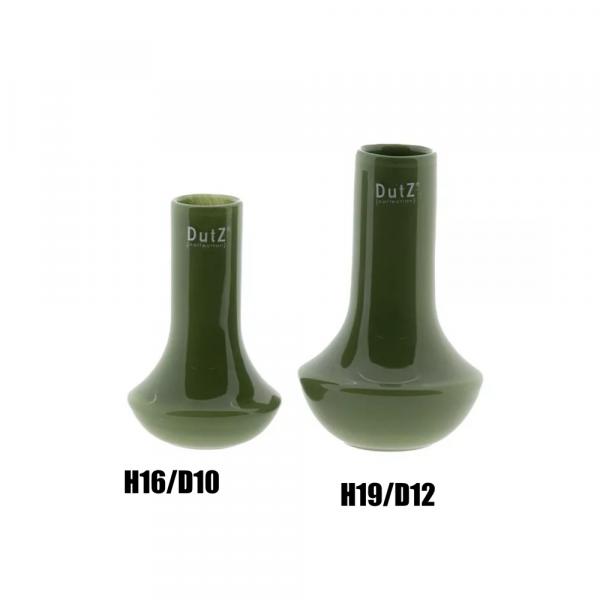 DutZ Vase Marco Olivegreen handgefertigte Glasvase in Olivgrün mit schlankem Hals und bauchiger Form
