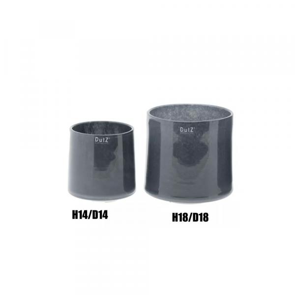 DutZ Vase Pot Robin Blue Grey handgefertigter Glaspot in Blau-Grau mit dekorativer Glasstruktur