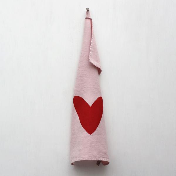 Frohstoff Textilmanufaktur Geschirrtuch Leinen Herz rot