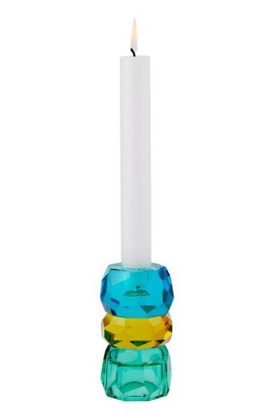 Gift Company Palisades Kristallglas Kerzen-/Teelichthalter blau/gelb/grün, Kerze, schick