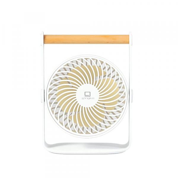 Gingko Lyra Ventilator tragbar weiß auf modernem Schreibtisch