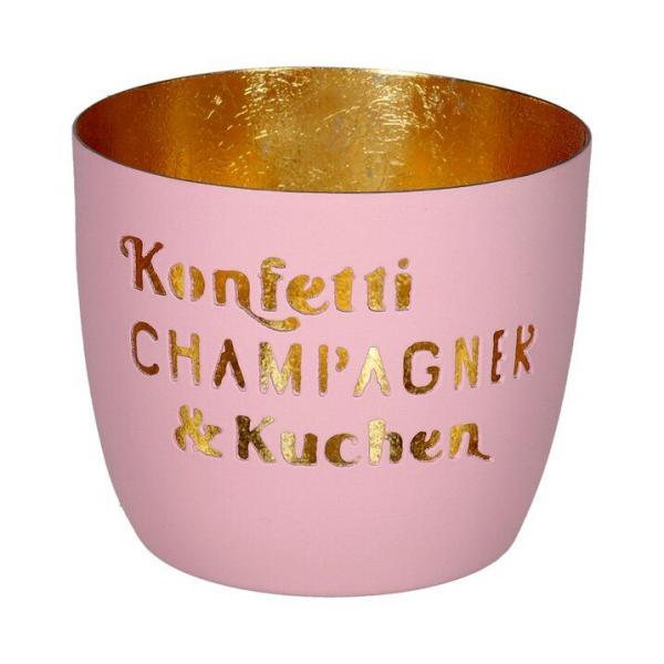 Gift Company Madras Windlicht M, Konfetti, Champagner & Kuchen, rosa, gold