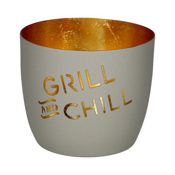 Gift Company Madras Windlicht M, Grill & Chill flannel, gold