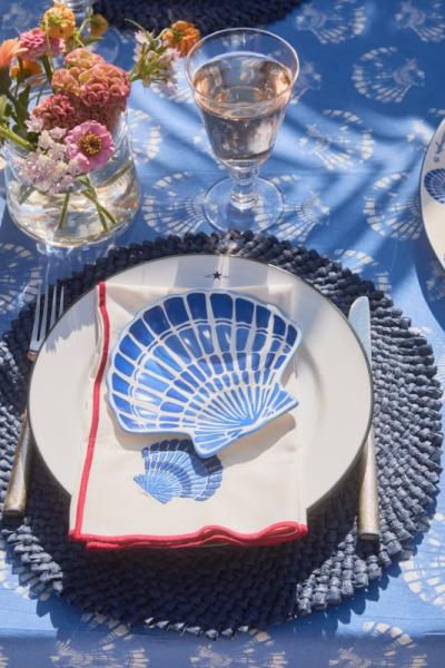 Lexington Stoffserviette Shell Printed Cotton Napkin Lexington Stoffserviette Shell Printed Cotton Napkin