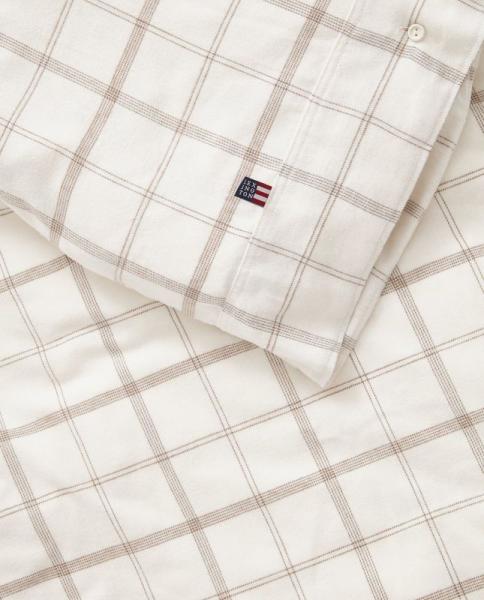 Lexington White/Brown Checked Cotton Flannel Bettwäsche SET